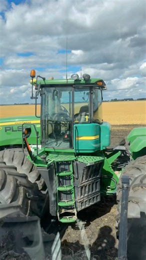 The tractors are plowing the field at a constant speed
