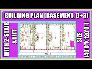 Architectural Best Plan of Building With Basement ,2-Stair & Lift (40'0"x120'0")|| Auto cad Plan||