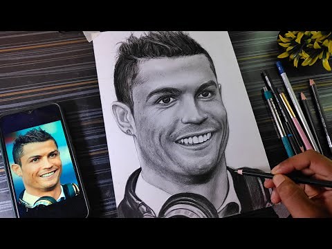 Drawing ‪@cristiano‬ Ronaldo - Timelapse, Realistic Pencil Shading of CR7, UR Cristiano