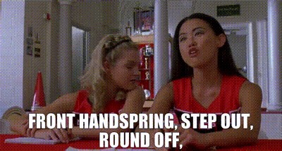 Front handspring, step out, round off,