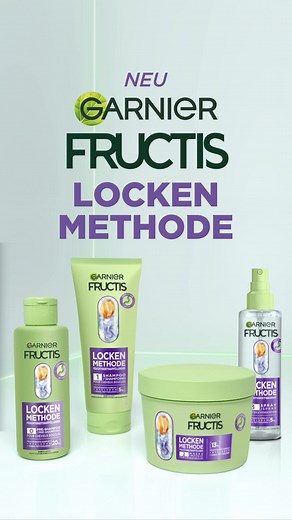 Next Level Locken in nur 4 Schritten. Die Fructis Locken Methode sorgt für bis zu 100H Feuchtigkeit und definierte Locken. | Garnier