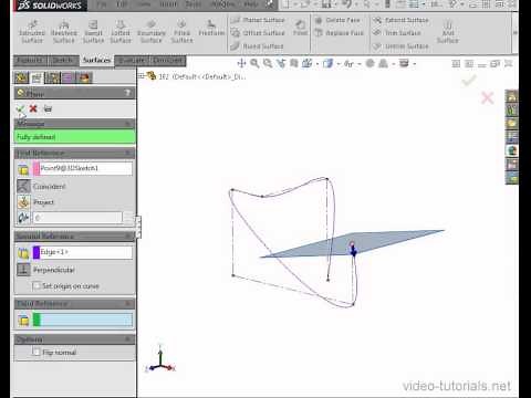 How to create a curve through reference points SOLIDWORKS tutorials Surface Design