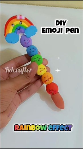 Clay Emoji Rainbow Pen 🌈😍 | DIY Cute Emoji Pen Making at Home | Viral Craft #shorts