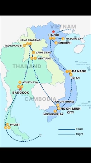 🌏✨ One Journey – The Best of Three Countries Vietnam – Laos – Thailand in 20 Days! Embark on the ultimate Mekong discovery across Vietnam – Laos – Thailand, crafted exclusively for travelers who want culture, luxury, and unforgettable moments. 🌟 Trip Highlights ✔️ Ha Long Bay Cruise – Glide through iconic limestone karsts ✔️ Hanoi & Hoi An – Ancient towns, vibrant markets, rich cuisine ✔️ Luang Prabang – Golden temples, Kuang Si waterfalls, sacred alms ceremony ✔️ Bangkok – Grand Palace, canal