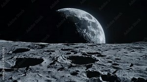 Crescent Moon Over Lunar Surface. Stunning 4K Ultra HD Footage - Perfect for Professional Projects