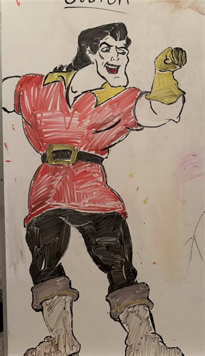 Do u guys like my drawing bc I don’t bc it’s freaking GASTON!! #gaston #disneyprincess #drawing #expo #marker