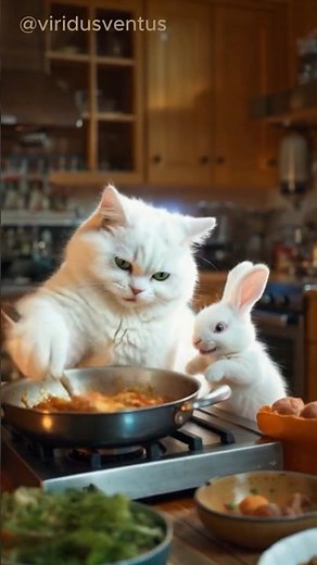 Cute Cat and Baby Bunny! This Duo Will Melt Your Heart! 😍
