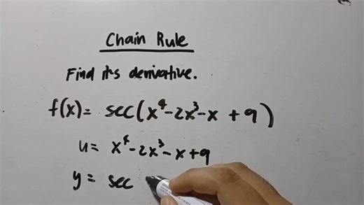 15K views · 189 reactions | "Calculus students, this one's for you! A step-by-step guide to finding the derivative of f(x) = sec(x^4 - 2x^3 - x + 9) using the chain rule. 邏 #mathhelp #calculus" | Teacher RAY | Facebook