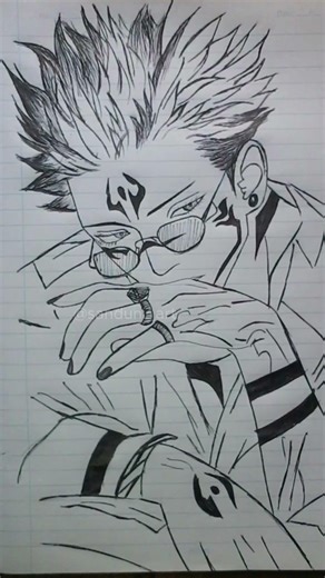 How to Draw Sukuna in 4 Levels ✨ | Easy to Pro Pen Drawing Timelapse #shorts