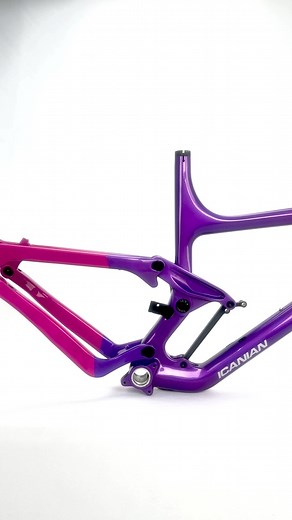 Reject being understated! The purple and pink MTB frame is sure to turn heads on the street!🩷💜 🔗https://icancycling.com/products/available-painted-trail-mtb-frame-p1 #icancycling #P1 #MTB #framepainting #customization | Icancycling