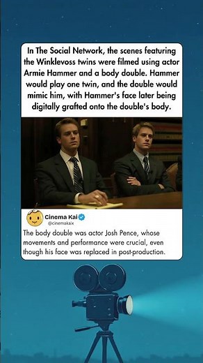 In The Social Network, the scenes featuring the Winklevoss twins were filmed using actor Armie Hamme