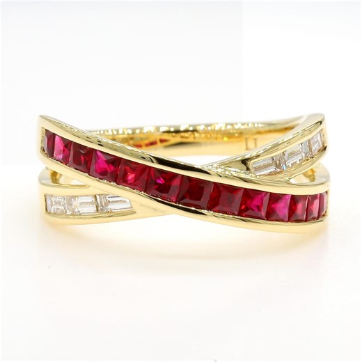 Natural Princess Cut Ruby and White Diamond 1.14 Carat Tw Gold Cocktail Ring - Etsy