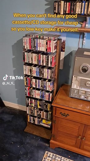 DIY Rotating CD and Cassette Shelf from Recycled Materials