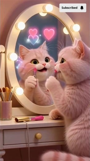 My Cat Getting Ready for the Day | Choosing Outfits & Doing Makeup| Funny Cat Transformation #shorts