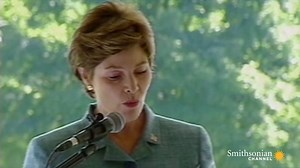 Six days after 9/11, first lady Laura Bush spoke at Shanksville, Pennsylvania, at the memorial for the victims of Flight 93. In that moment, she shed her natural reserve to become the nation's "comforter-in-chief." First Ladies Revealed: In Times of War airs tonight at 5 PM. | Smithsonian Channel Aviation Nation