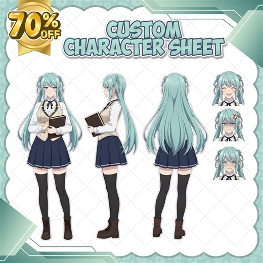Anime Vtuber Model Reference Custom Character Sheet for Streaming Persona Development Commission Clean Layout Personalized Design - Etsy