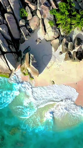 Heart Shape Beach Sand 💙🏖️ | Turquoise Ocean Aerial 4K