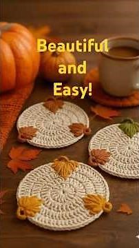 🍁 Easy Crochet Fall Coasters 🧶 #crochet #fallcrafts #diy”