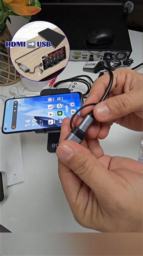 HDMI to USB-C, NVR/DVR HDMI out to USB-C mobile phone, turn mobile into a monitor display. #HDMI