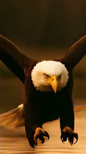 Unobstructed View: The Most Precise Eagle Landing in Slow Motion.