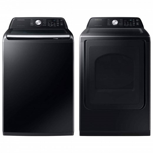 Samsung 4.7 cu. ft. Washer with Active WaterJet and 7.4 cu. ft. Dryer, Brushed Black Set - The Home Depot