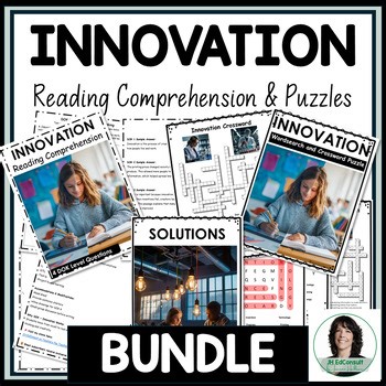 Innovation Reading Comprehension | SEL | Wordsearch Crossword Print Digital