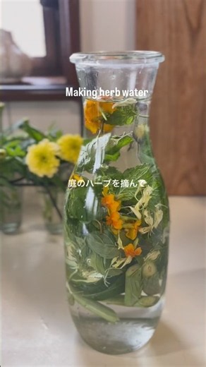 庭のハーブを使って、ハーブウォーター作り #自然栽培 #キッチンガーデン #gardening #ライフスタイル #エディブルフラワー #ハーブ
