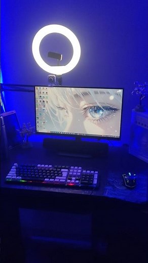 Aesthetic PC Setup 🔥 Anime Live Wallpaper + RGB Keyboard | Clean Gaming Setup #shorts #gamingroom
