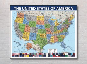 US Wall Map (PDF) - Etsy