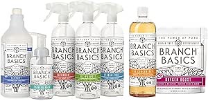 Branch Basics Premium Starter Kit: All Purpose Cleaner, Glass, and Bathroom Cleaner plus our Foaming Wash, and Laundry Bottle (3 Plastic Spray Bottles + Concentrate) Fragrance-Free