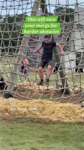 How to climb a cargo net to save energy during an obstacle race. #ocr #race #abzpt #fitness #coach