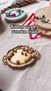 10K views · 386 reactions | Quick tutorial on ribbon work + wooden beads for your next embroidery project! This was so much fun to work on殺 | Stay At Home Artist | Facebook