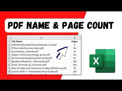 How to Insert PDF Names and Page Count From A folder In Excel