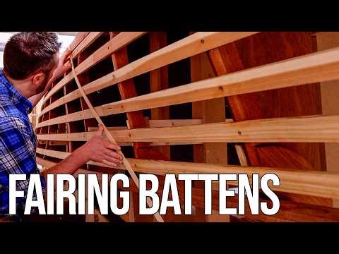 Fairing Wood Boat Hull Battens On Complex Topsides | Building Temptress Ep41