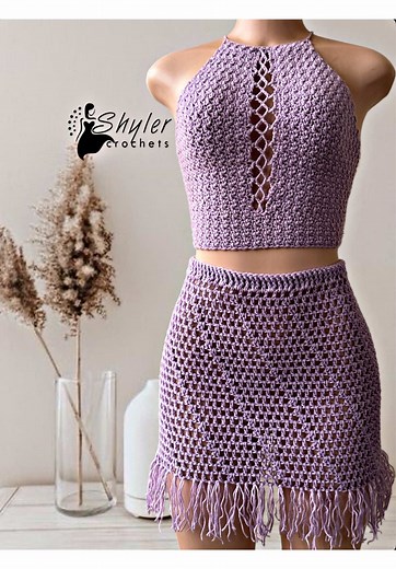 Easy Diagonal Stripe Crochet Mesh Skirt Tutorial