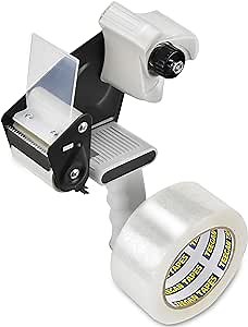 Tape Dispenser Gun | Lightweight, Ergonomic, Easy Loading, Carton Sealing Dispense | Includes 1 Full Roll of Heavy Duty 2 Inch Clear Packing Tape for Moving & Shipping | by Teegan Tapes