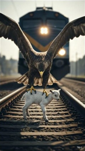 eagles save a goat kid on train accident | #shorts #train #goat #eg #eagles