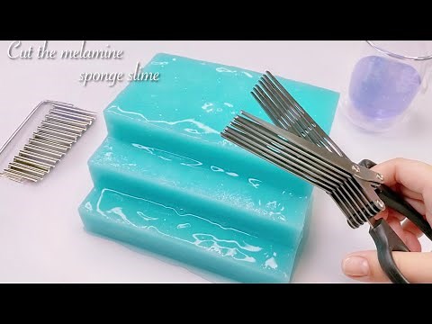 Cut the melamine sponge slime