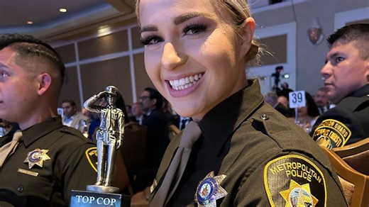 'I'm happy to be back': Las Vegas officer returns to work after being shot in line of duty