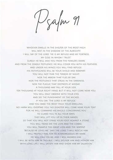 Psalm 91 Printable Wall Art | Christian Scripture Print | Faith Home Decor | Bible Verse Poster | Instant Download - Etsy UK