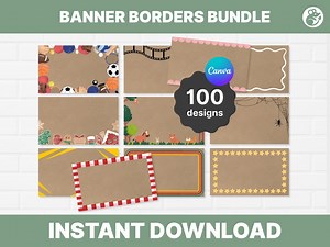 100 Editable Canva Banner Borders Template Pack for 3ft X 5ft Painted Signs, Digital Projection Layouts, Art Design Bundle, Printable Decor - Etsy