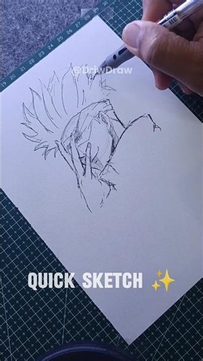 Gojo Satoru Quick Sketch 🔥 No Eraser Challenge | Jujutsu Kaisen Drawing Shorts