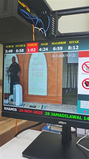 Alhamdulillah . Selesai setup Live TV untuk kegunaan Masjid Al Azim. Pandan Indah . Nota *User mintak set live tv 60% *Slides 40% dari saiz screen *Sistem flexible *Tak perlu INPUT SWITCH *Boleh control dari rumah atau pejabat *Guna Phone atau PC *MUDAH *Tak ada pada sistem lain . *PEMBEKAL UTAMA JAM SOLAT TV MALAYSIA* . *BERMINAT?* WhatsApp: http://mySolatime.wasap.my WhatsApp: http://mySolatime.wasap.my WhatsApp: http://mySolatime.wasap.my . #mysolatime #mysolat #esolat #jamazan #jamazantv #li