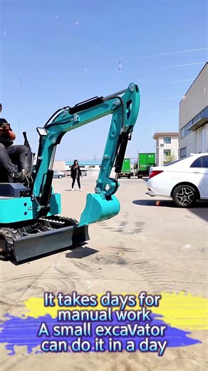 Digging trenches by hand is extremely strenuous, whereas a small excavator can get the job done