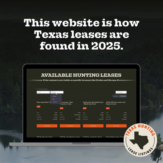 3.4K views | We find the leases so that you don't have to. https://www.texashuntingleaselistings.com/ | Texas Hunting Lease Listings | Facebook