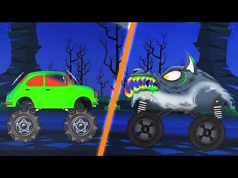 werewolf monster truck attacks | scary monster trucks for children