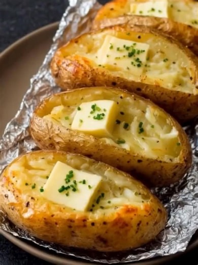 Baked Potato. This is the fastest way to make baked potatoes, ready in minutes. It's crispy on the outside, perfectly cooked and fluffy on the inside. | Tasty American Kitchen