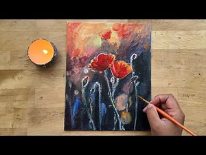 Painting Acrylic Poppies For Beginners (Easy Step by Step Tutorial)