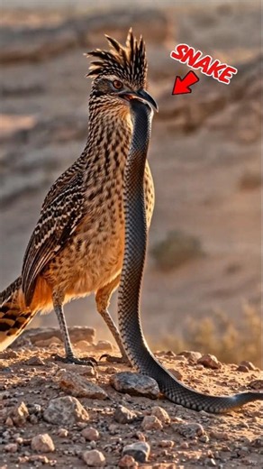 🐍 जहरीले साँप का सबसे बड़ा दुश्मन पक्षी | Roadrunner 😱 World’s Smartest Bird #animals #snake #birds