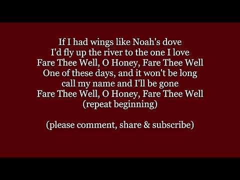 DINK'S SONG If I Had Wings Like Noah's Dove FARE THEE WELL Lyrics Words text trending sing along